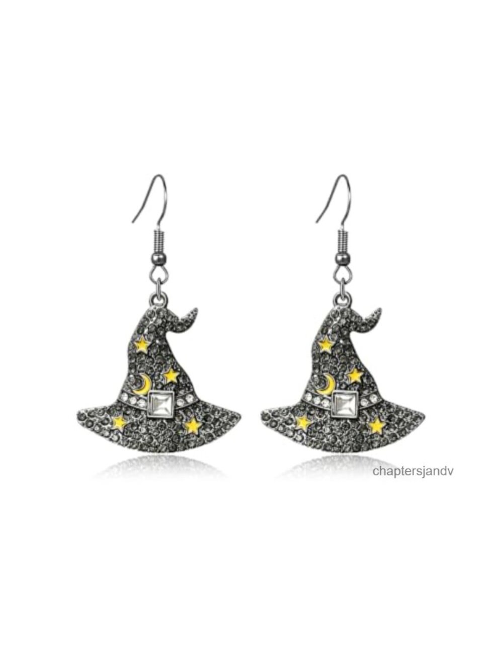 Rhinestone Halloween Earrings CZ Ghost Witch Hat Drop Dangle 925